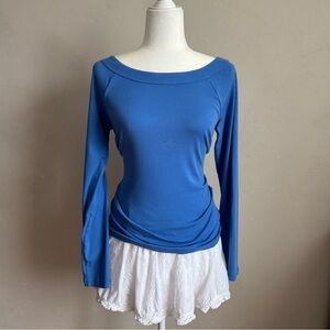 Chic Ralph Lauren Bodycon Blue Long Sleeve Women's Top Size Large